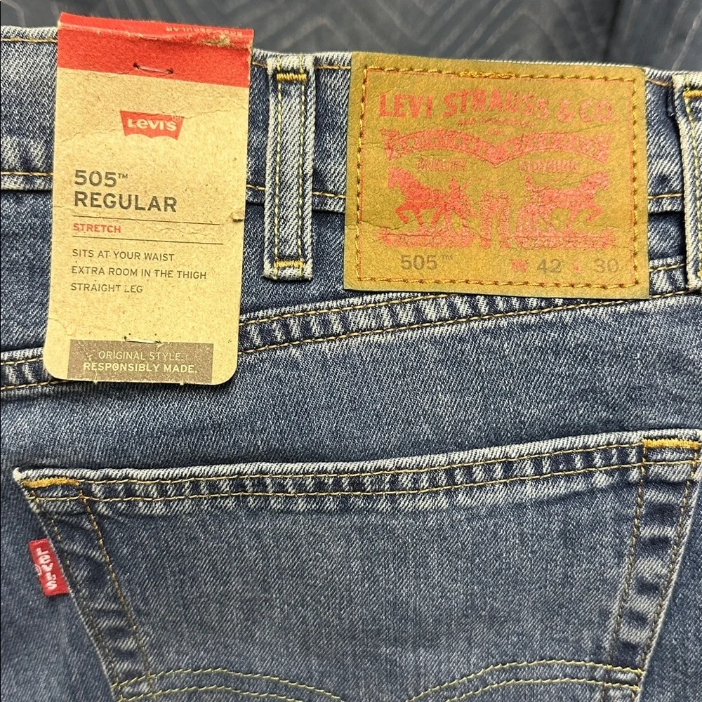 Levi's Men's Blue Jeans light 505 regular 42 / 30 denim - Picture 3 of 8